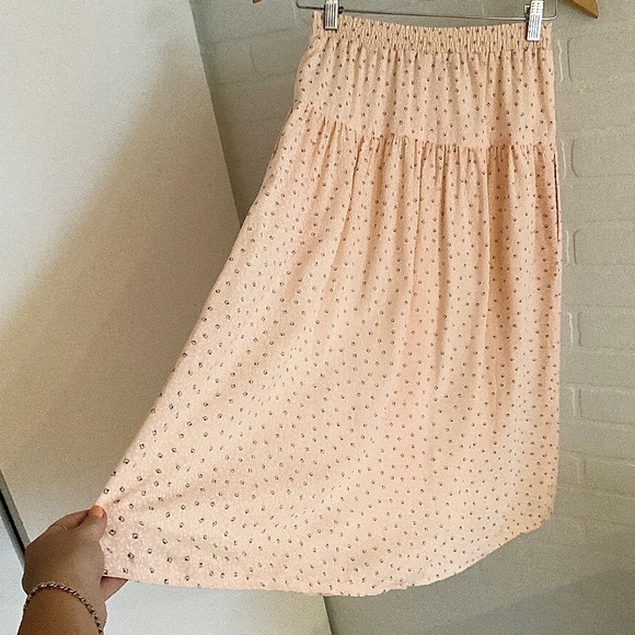 Vintage 80s Skirt Button down Pastel Peach Pockets Drop Waist Sz 4 Petites - Picture 9 of 13